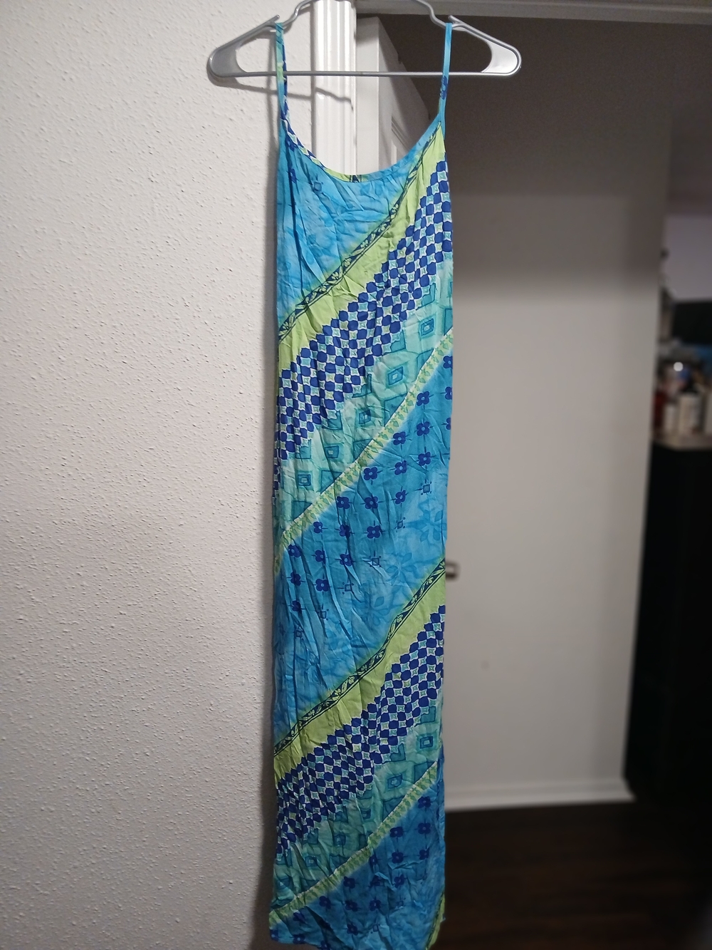 No Boundries Vintage Blue and Green Floral Maxi Dress